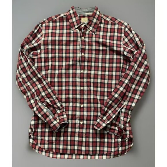 J. Crew Other - Sewn For J Crew Long Sleeve Button Down Shirt Red Blue Plaid Men's Medium
